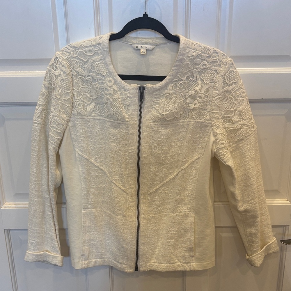CAbi Cream Textured Women's Blazer